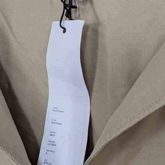 Kotn Woven Midi Poet Dress, Sand, Sz 8 - Picture 3 of 9